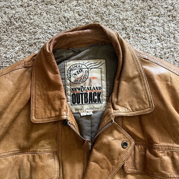 Vintage Outback Tan Leather Jacket for Men size large - Picture 4 of 13